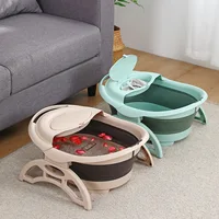 สปานวดอ่างอาบน้ําแบบพกพาพับได้ธรรมดา Foaming Foot Soaking Bucket นวดพับ Footbath อ่างล้างหน้าพร้อมฝาปิดเท้า 1