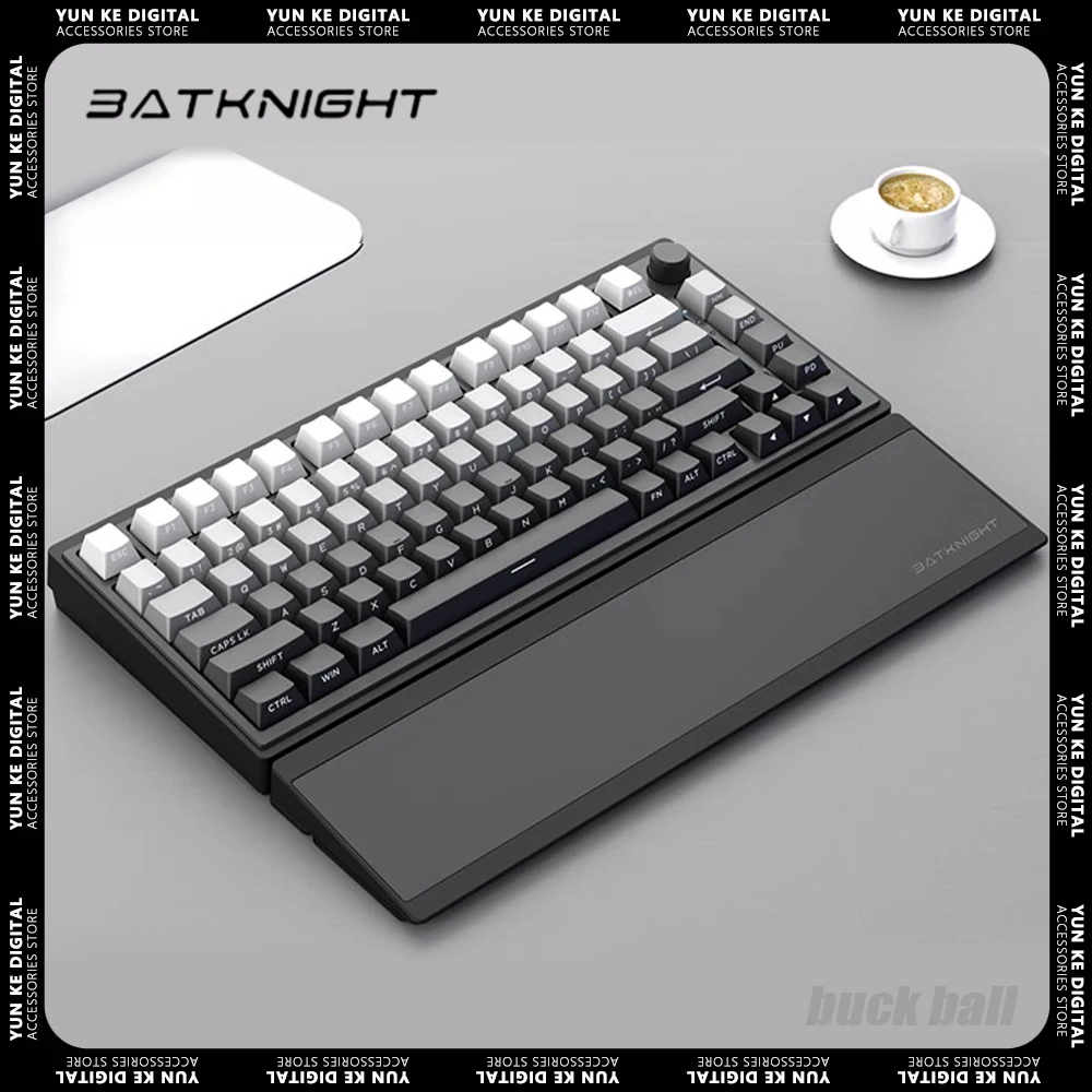 

BATKNIGHT BK75 Mechanical Keyboard 82 Keys Multifunctional Knob Hot Swap Three Mode RGB Gaming Keyboard Gasket Mac Office Gifts