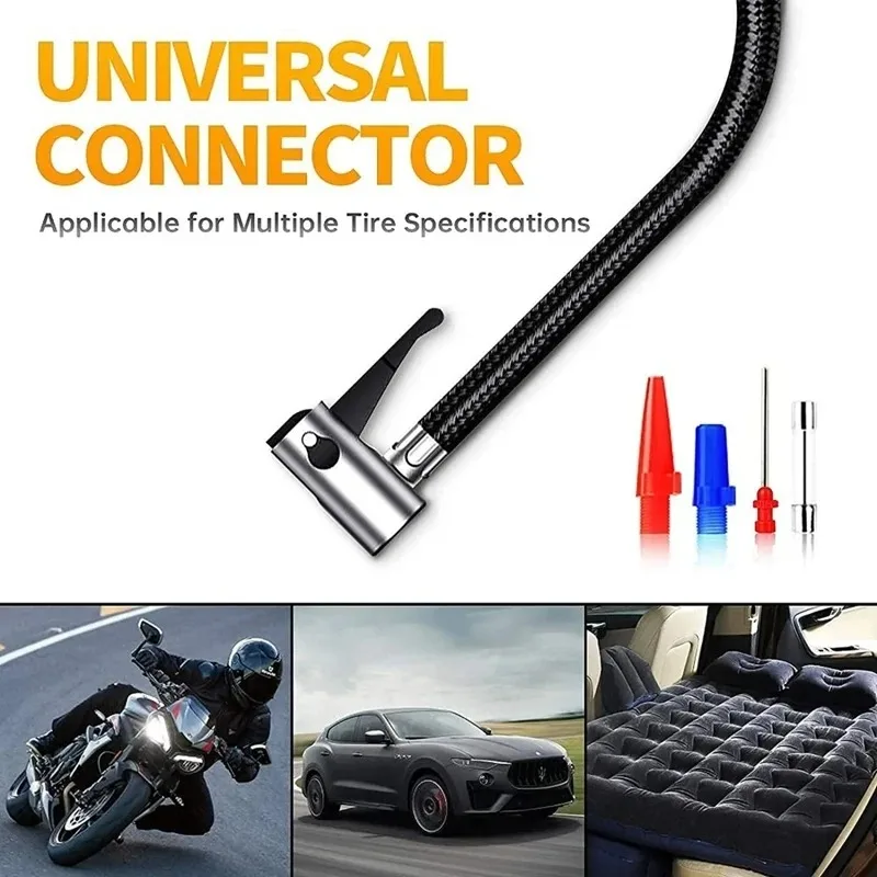 Automotive air compressor air pump with digital pressure gauge tire inflation injector DC/AC 12V/100-230V 150psi
