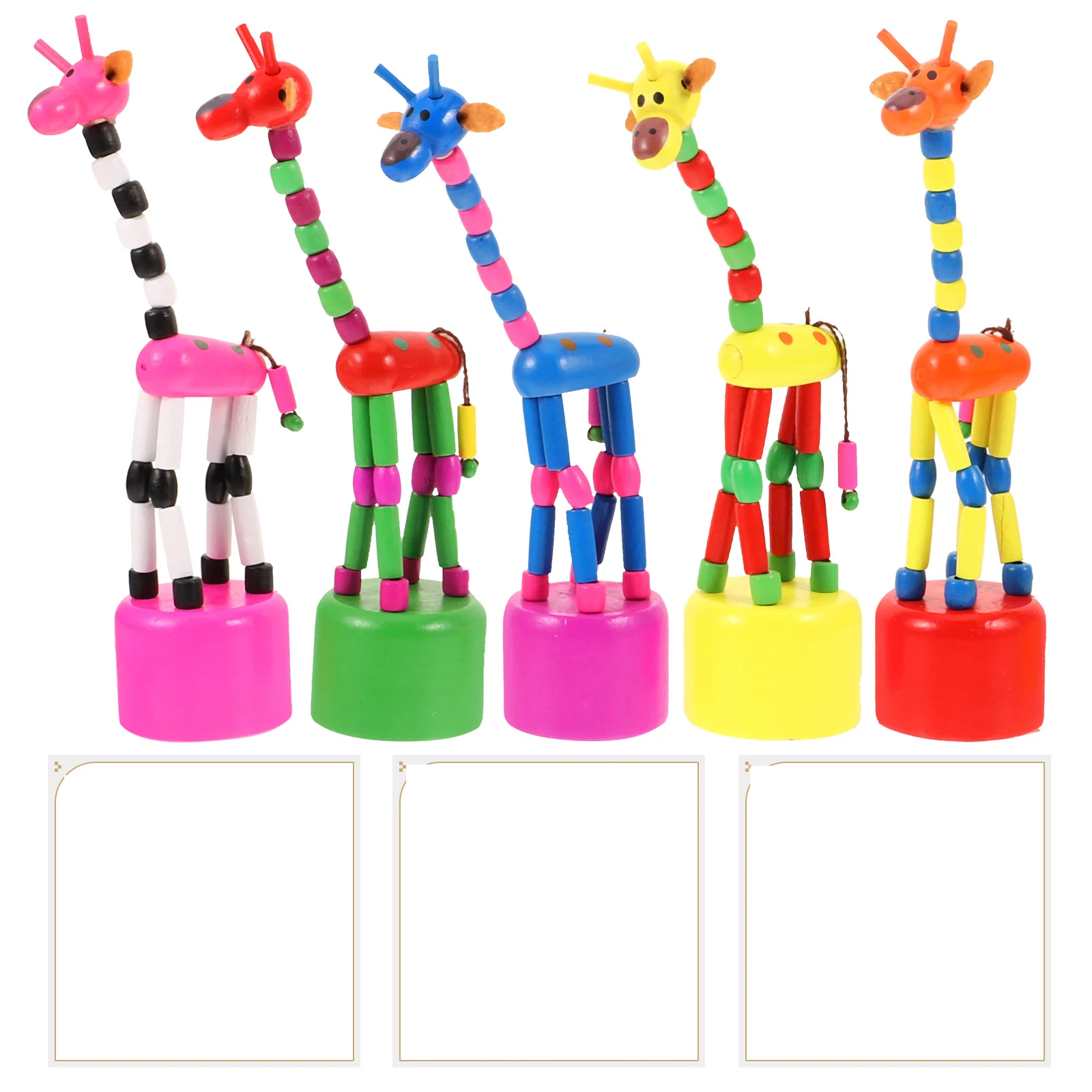 

3/5pcs Wooden Giraffe Puppets Toys Swing Dancing Standing Rocking Giraffe Push Up Toy Kids Intelligence Toy Random Pattern