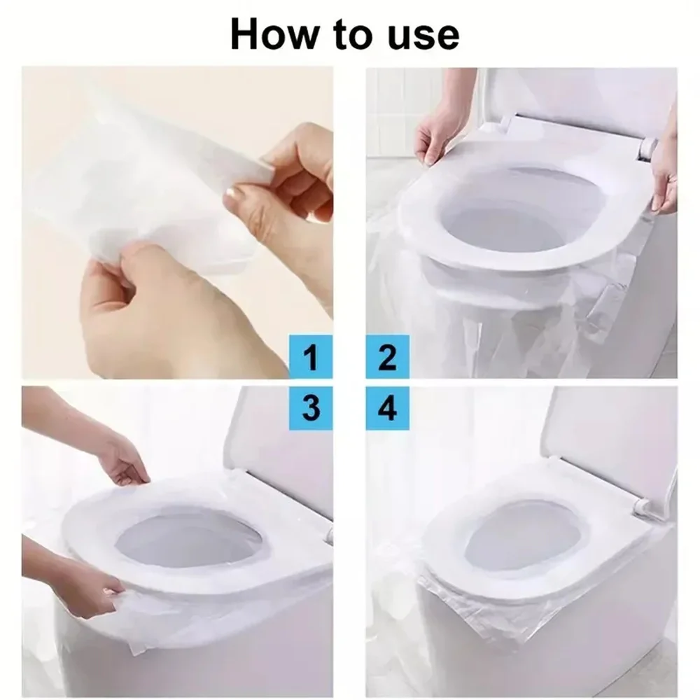 Toilet Seat Cover 50Pcs Disposable Plastic Toilet Seat Cover Waterproof and Non Slip Individually Wrapped for Travel Toilet Seat Protectors