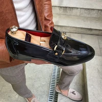 New Black Loafers Men Slip-On Round Toe Fashion Mens Dress Shoes Free Shipping Wedding Shoes for Men Size 38-47 3