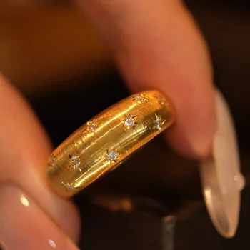 Novità in Star Sparkling lustro Anelli spazzolati per donna Classico Twinkle Hexagram Star Anello regolabile in argento 925 gioielleria raffinata