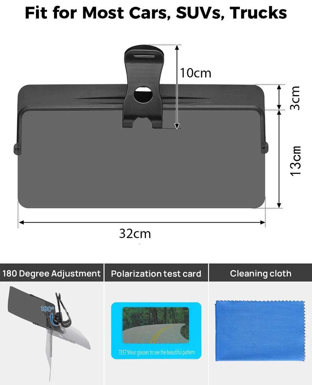 Universal Car Sun Visor Rotatable Adjustable Anti-Dazzle Anti-UV Polarized Sunshade Plate Clear Vision SUVs Trucks Accessories car sun visor