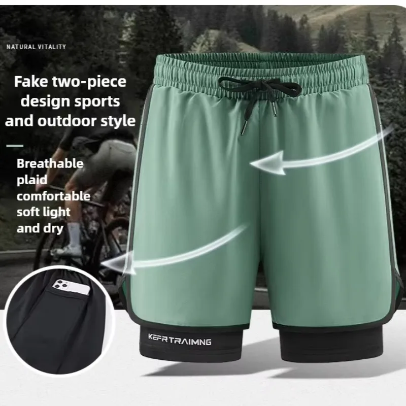 Men Running Shorts Gym Sports 2 in 1 Camo Quick Dry Workout Training Gym Fitness Jogging Short Sweatpants Summer