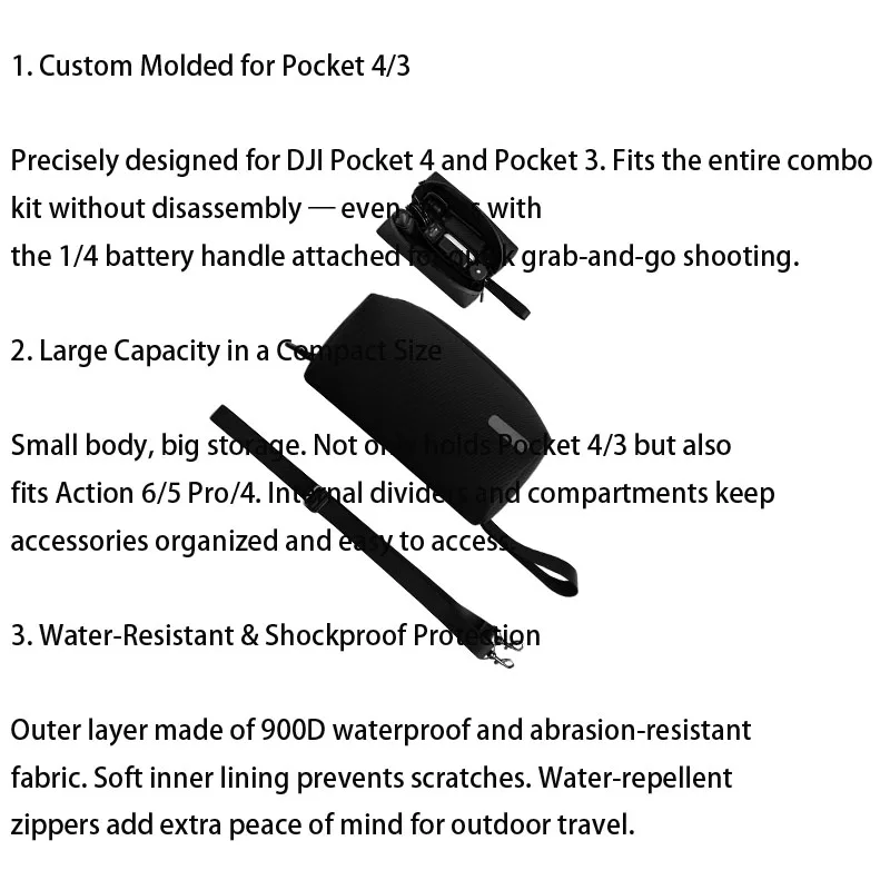 Sac de voyage étanche pour DJI Pocket 4/3, grande capacité, résistant aux chocs