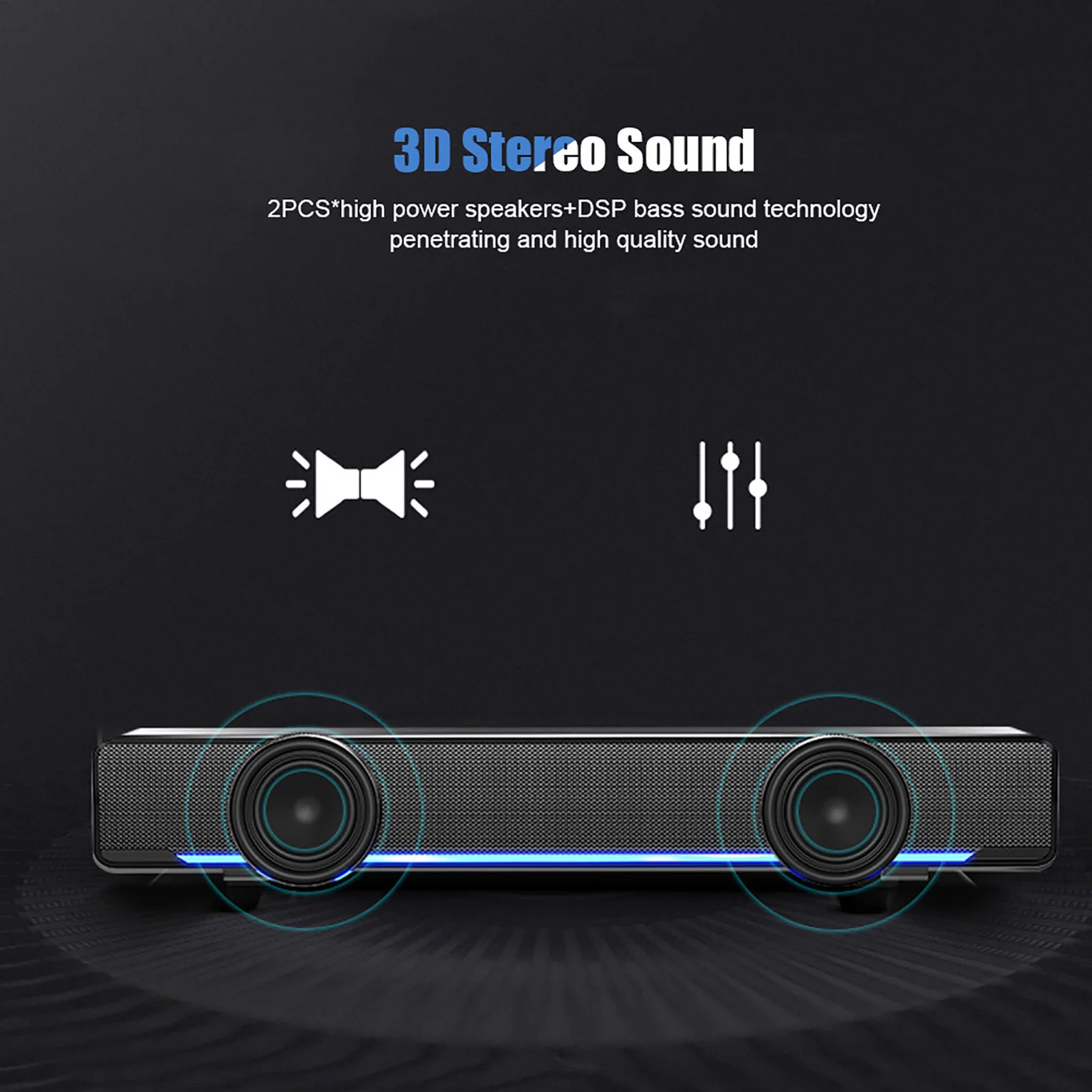 Soundbar stereo cablata usb con bassi e audio surround_voghion.com