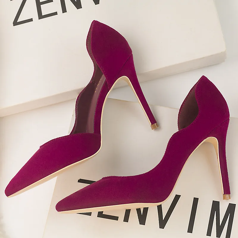 

Women Pumps Fashion High Heels Black Red Yellow Shoes Women Bridal Wedding Pointed Ladies Stiletto Sexy Side Cut-Outs Party Shoe