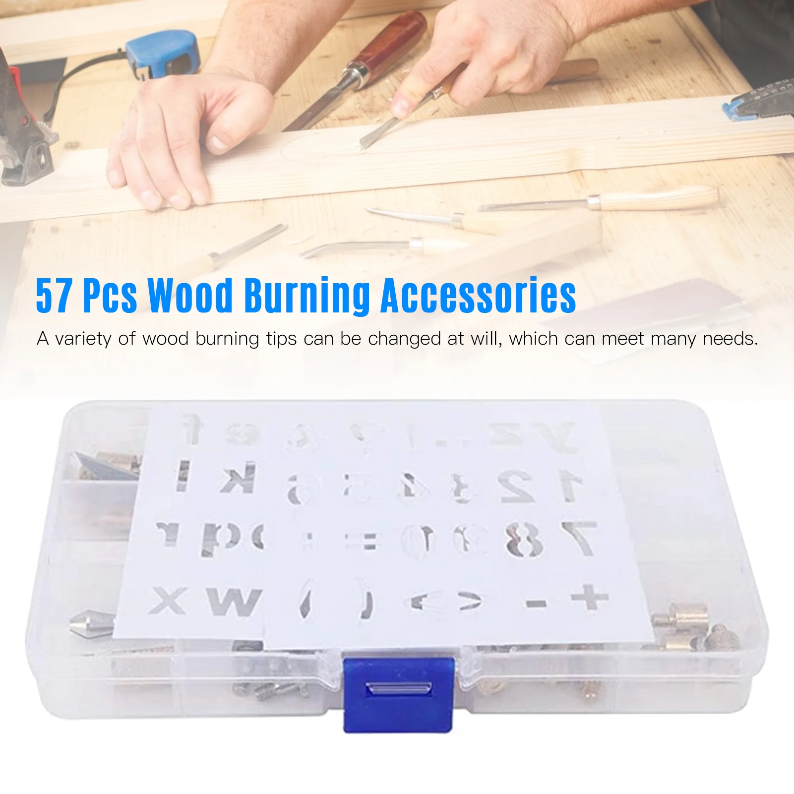 57pcs Wood Burning Pen Tips Set Woodburning Tool Accessories w/ Box for Pyrography Pen Wood Embossing Carving DIY Crafts