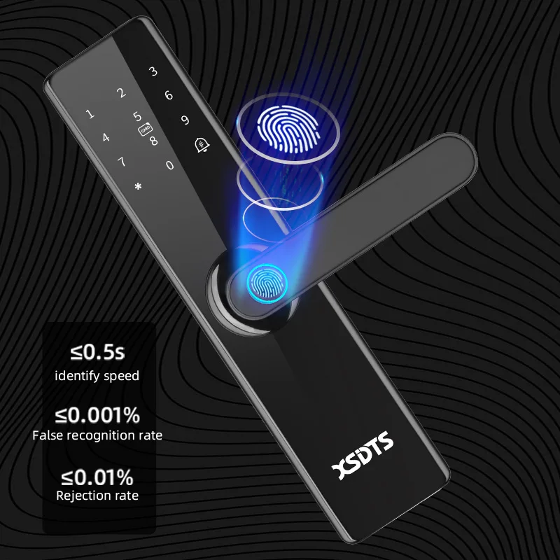 Tuya Wifi Electronic Smart Door Lock With Biometric Fingerprint / Smart Card / Password / Key Unlock/ USB Emergency Charge 5