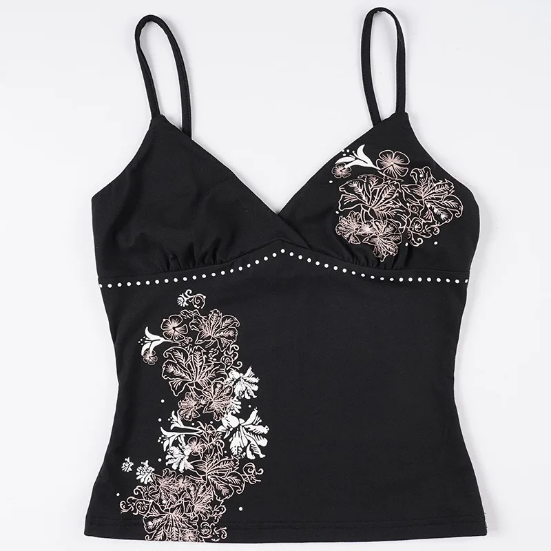 ตัวเลือกสินค้า เสื้อสตรี Y2K แนว Gothic ลวดลายดอกไม้ ดีไซน์เซ็กซี่