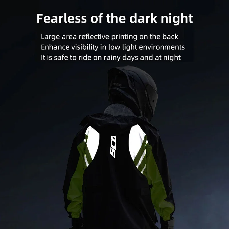 SCOYCO Motorcycle Split Raincoat Set Men Women Rainstorm Prevention Motocross Riding Jacket Moto Reflective Raincoat Rain Pants