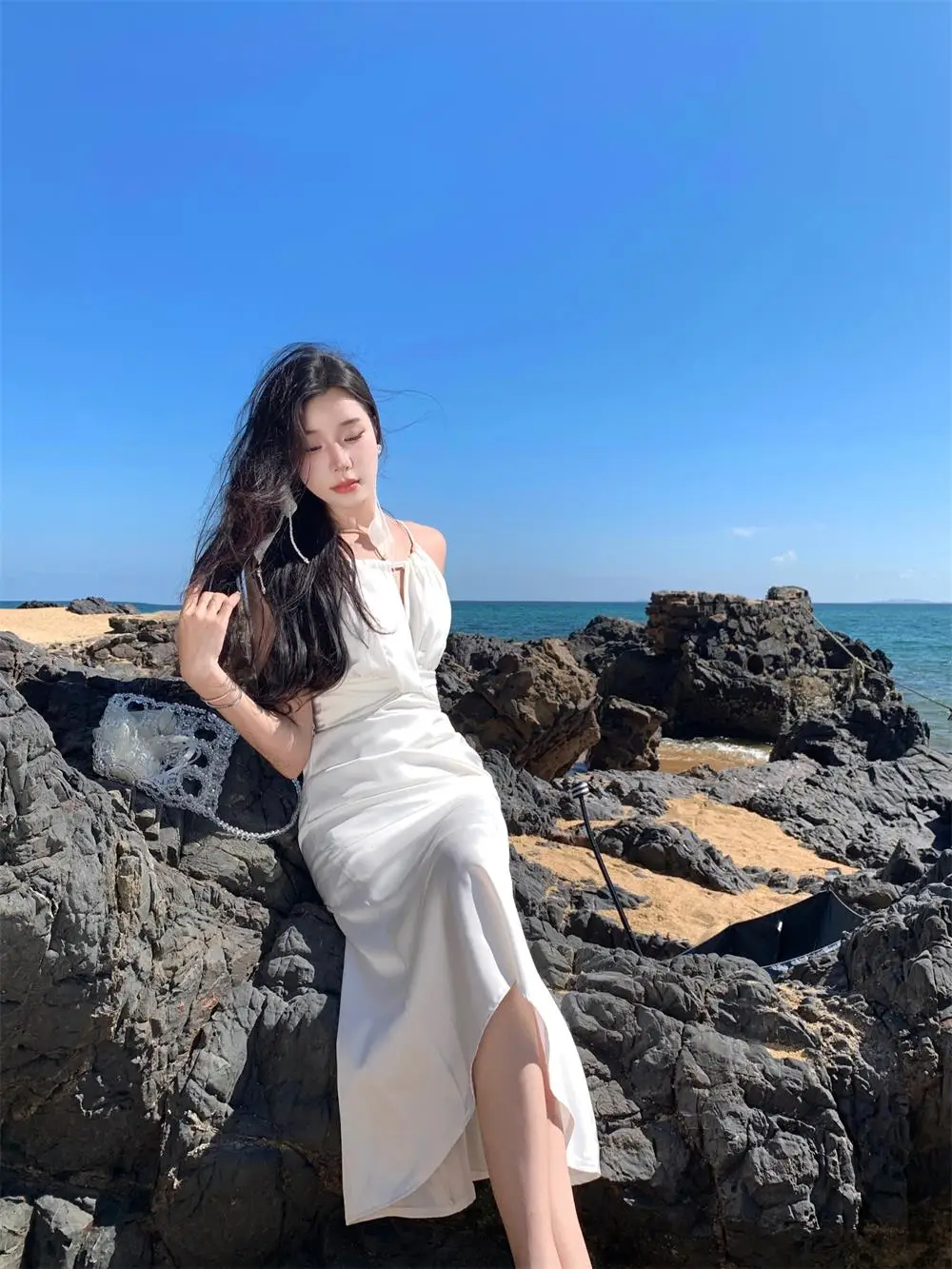 Elegant Bodycon Satin Dresses for Women Halter Sleeveless Slim Mermaid Evening Party Dress Prom Robe Summer New Vestidos Mujer