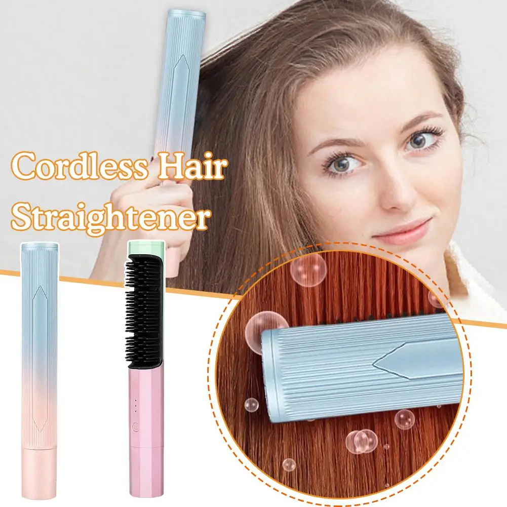Description Picture 5 of itemProfessional Wireless Electric Hair Brush Straightening Charge Hair Tools Styling Comb Fast Brush Curling Heating Usb Dryer Y5g7