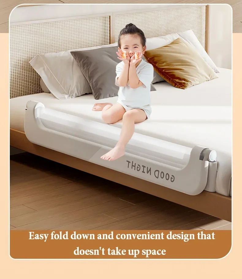 IMBABY Klappbares Bettgitter für Kleinkinder, Babybettgitter mit verstärktem Sicherheitssystem, passend für Etagenbett, Doppelbett, Queen-Size-Bett, King-Size-Bett, Twin-Bett – Detail 9