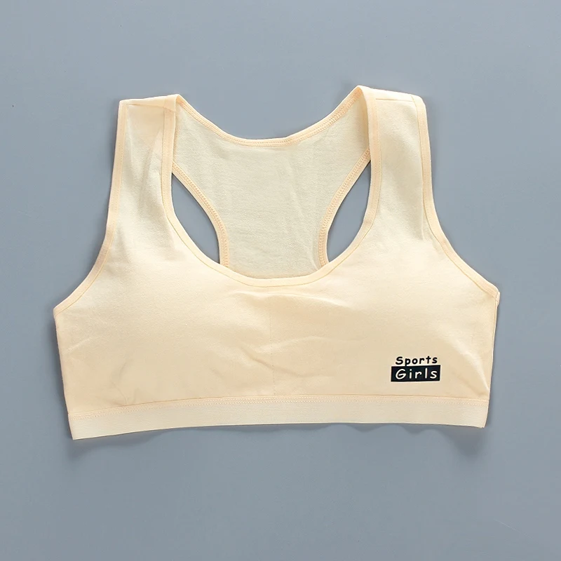 Girls Training Bras Solid Cotton Soft Comfortable Breathable Underwear Young Puberty Training Bra for 8-12Y Girls