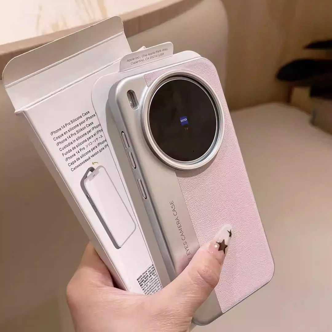 Luxury Leather Shockproof Protective Cover - Hard Business Style Case with Metal Lens Protection