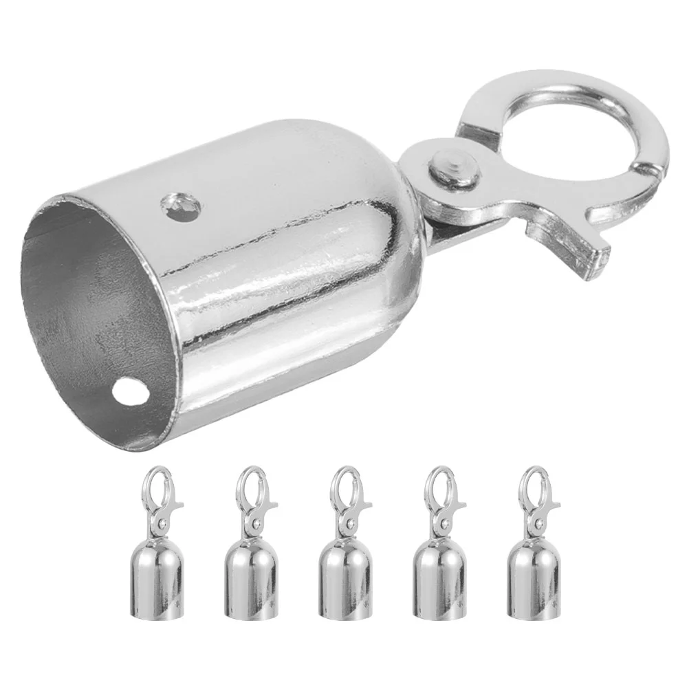 6 Pcs Hooks Lanyard Concierge Post Cord Rope End Fastener Locks Snap Stainless Steel 760X280X280CM Cap with Silver