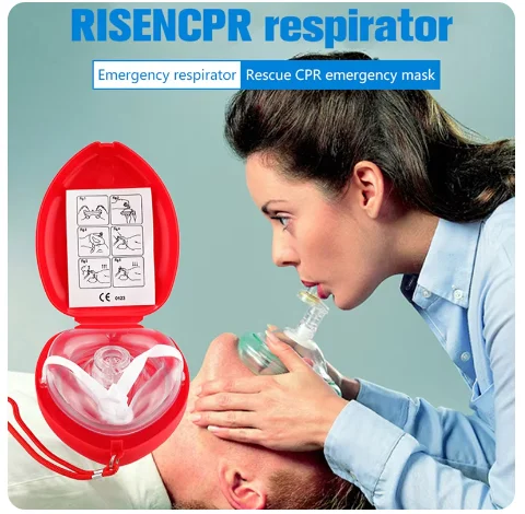 Outdoor Camping Artificial Respiration One-Way Breathing Valve Mask First Aid CPR Training Breathing Rescuers Mask Accessories first aid mask