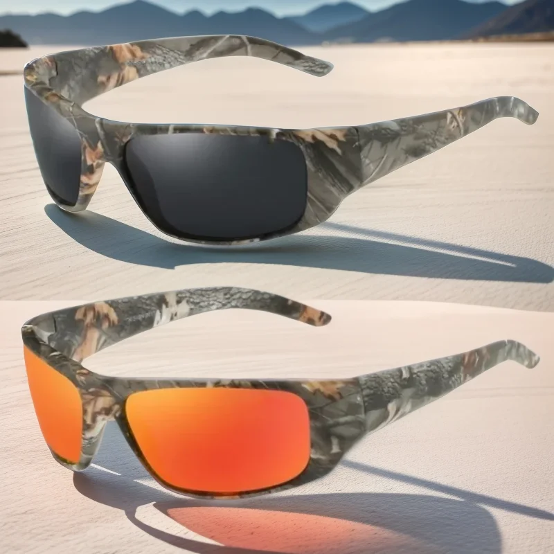Polarisierte Camouflage-Sportsonnenbrille für Herren: UV400-Schutzbrille, umlaufende Schutzbrille, geeignet zum Autofahren und Angeln