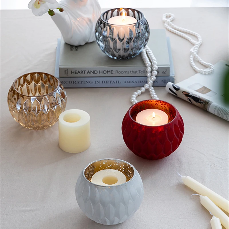 

Хрустальный стеклянный подсвечник в стиле ретро, матовый домашний подсвечник для ароматерапии, домашний декор, атмосфера, подсвечники для ресторана, украшения