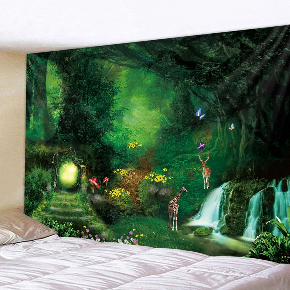 Jungle Tiger Print Wall Tapestry Bedroom Art Decoration Dream Forest Animal Wall Decoration Fantasy Hippie Home