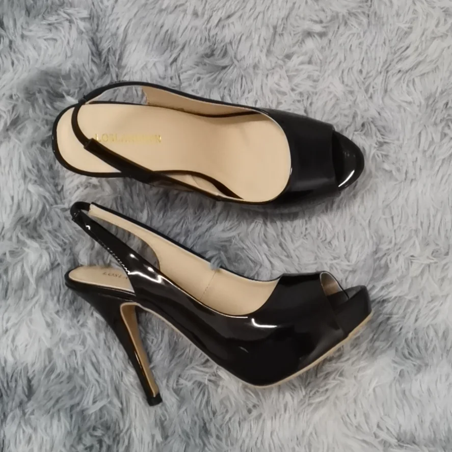 Women Pumps Fashion 12cm Sexy Open Toe Thin Heel Patent Leather Platform High Heels Gladiator Party Dress Wedding Shoes 5