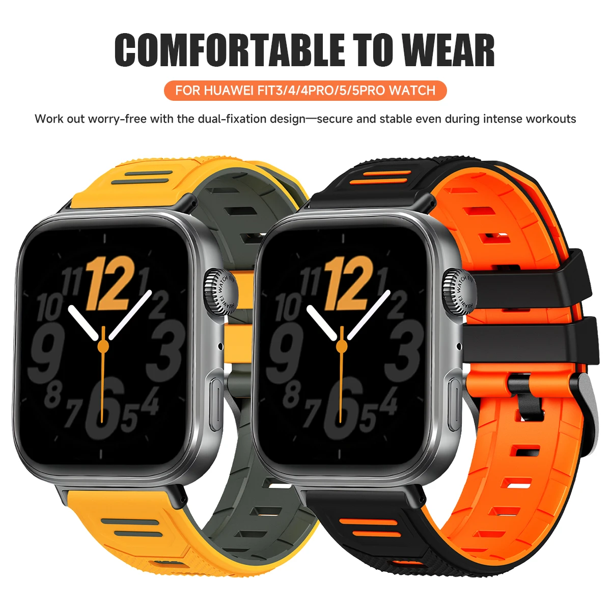 Two-Tone Breathable Silicone Sport Band - Adjustable Soft Strap Bracelet
