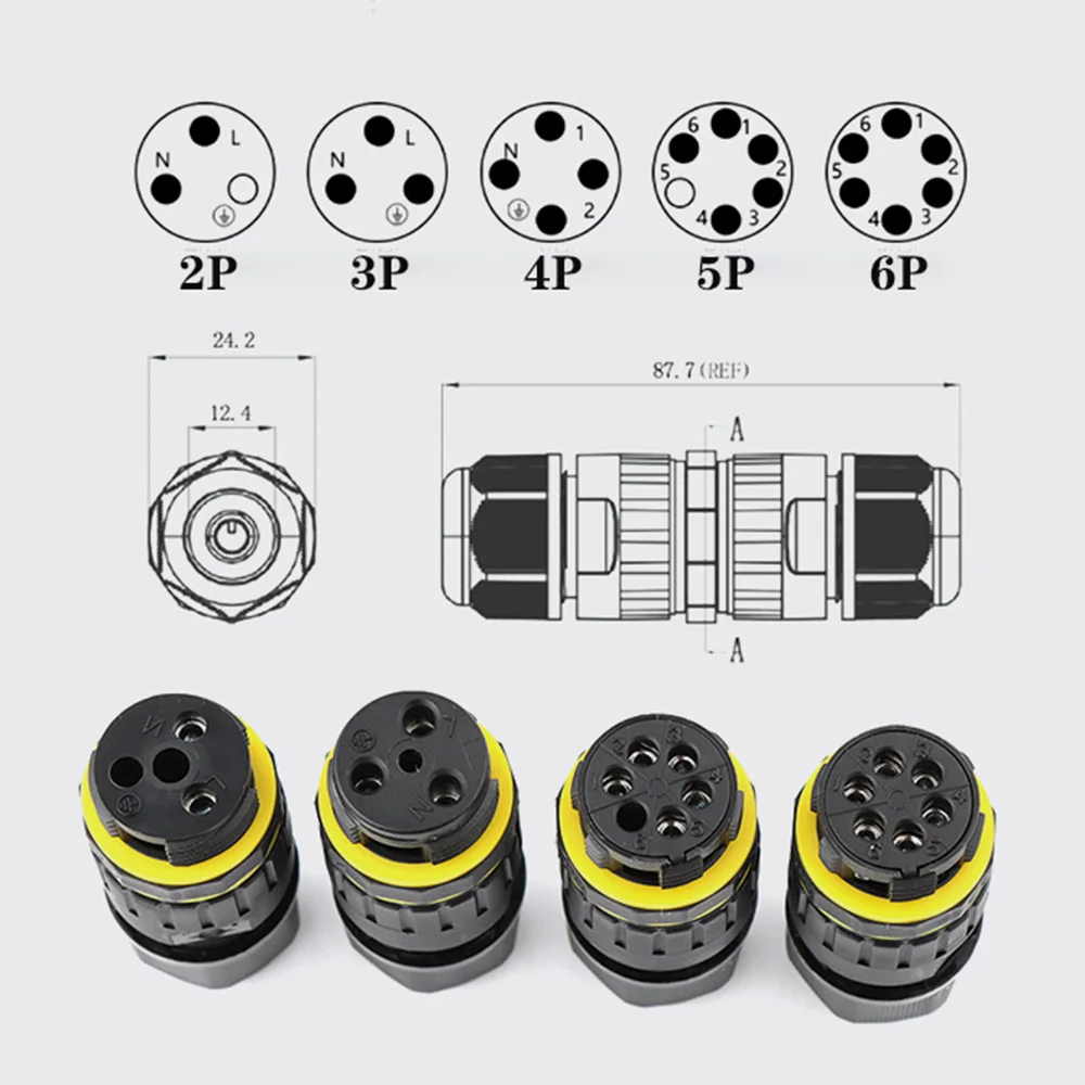 IP68 Waterproof Connector 2 3 4 5 Pin Cable Wire Gland Sleeve Connectors quick Screw connection Outdoor waterproof Terminal