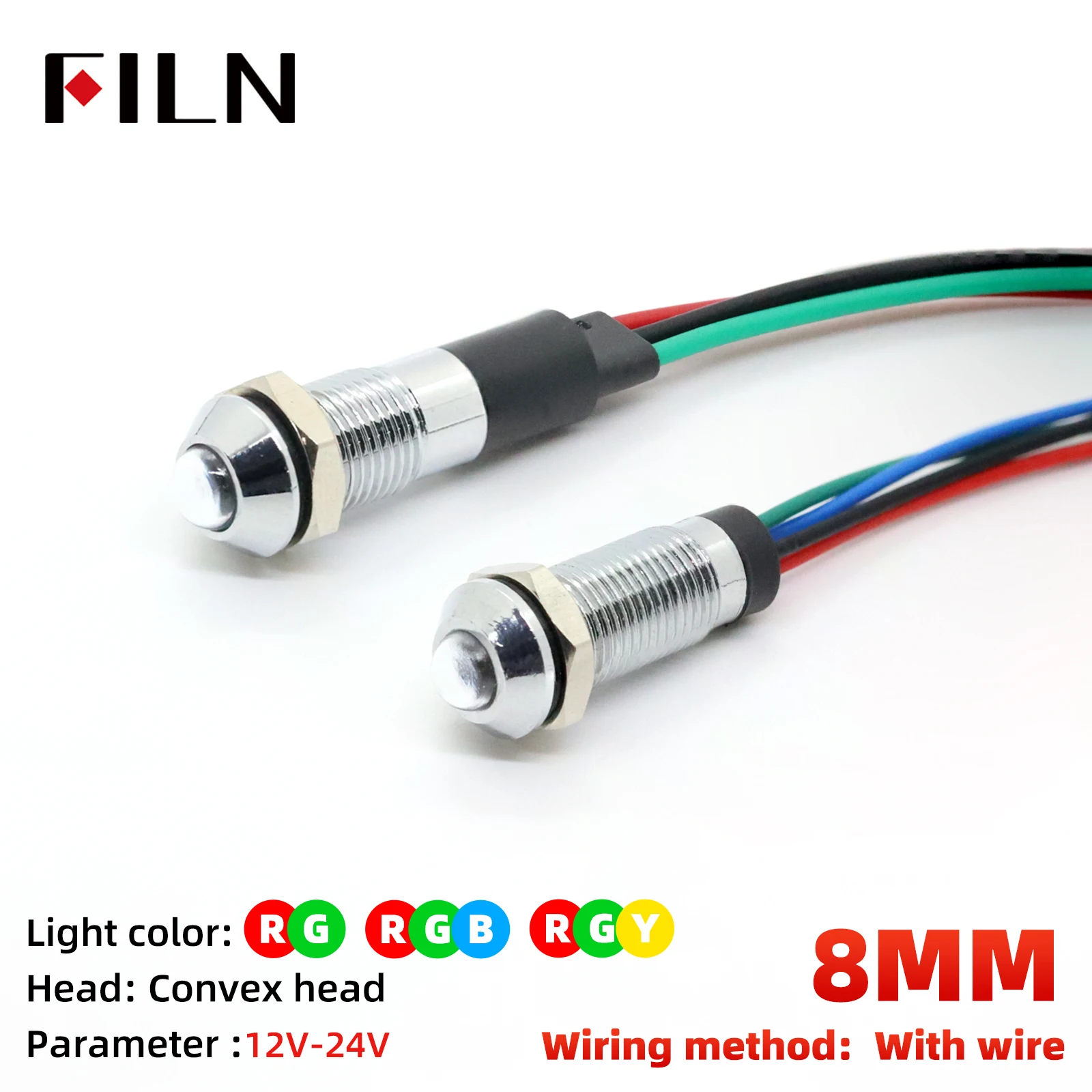 ตัวเลือกสินค้า ไฟแสดงสถานะ LED ขนาด 8 มม. หลายสี สำหรับระบบไฟฟ้า
