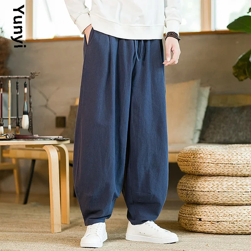 thumbnail image 1 of Pantalones de tai chi de estilo chino para hombres, pantalones de práctica de artes marciales de primavera y otoño, pantalones anchos de pierna, holgados, de algodón y lino, largos, 1 of 4