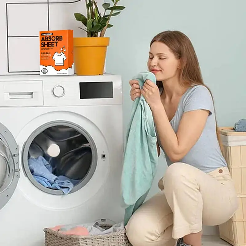 100pcs Laundry Paper Sheets Washing Machine Color Absorption Sheet Laundry Tablets Paper Anti-Staining Clothes Sheets laundry tablets laundry sheets laundry color catcher sheets