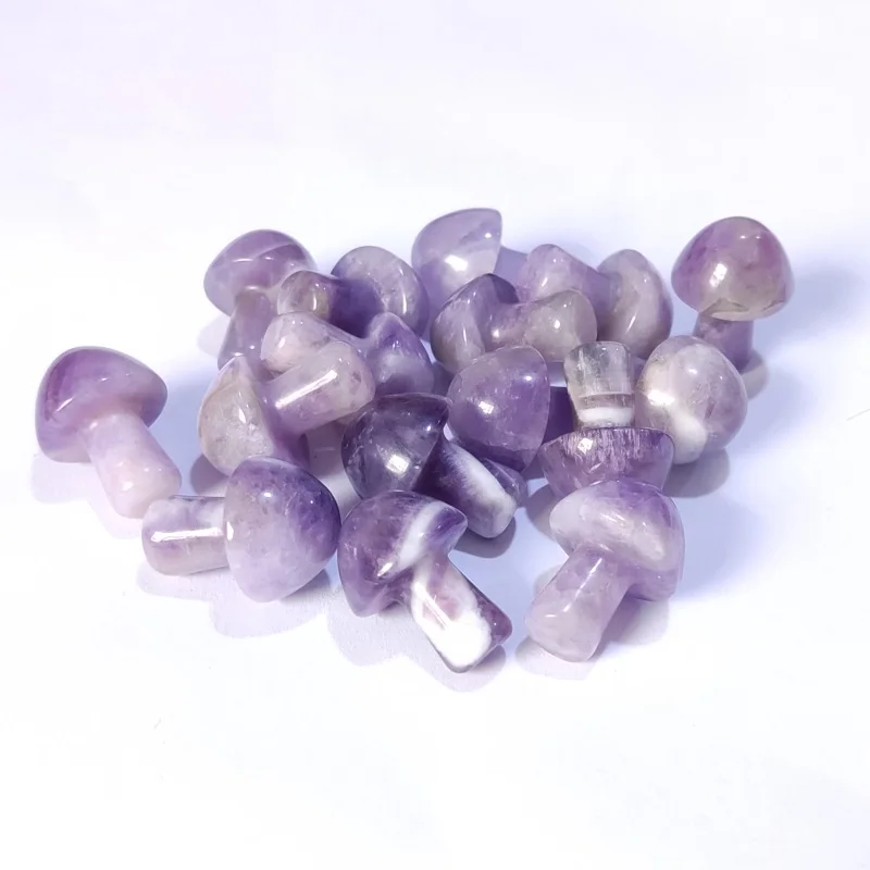 

Mini Mushroom Statue Amethyst Stone Carved Purple Healing Crystal Gift Room Ornament Fish Tank Decor for Jewelry Making