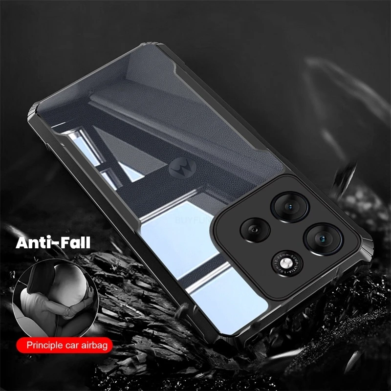 Crystal Clear Acrylic Protective Case with Magnetic Ring Stand and Rubber Armor