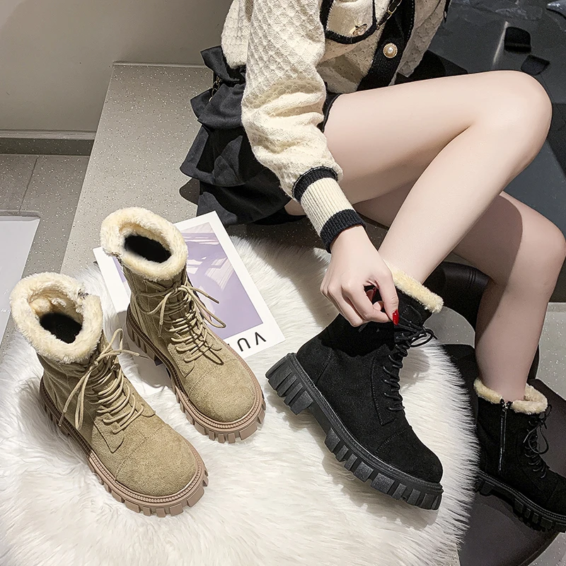 Women's Snow Boots Faux Suede New Large Size Thickening Warm Women Winter Boots Casual New Fashion Ankle Boots Botas De Mujer