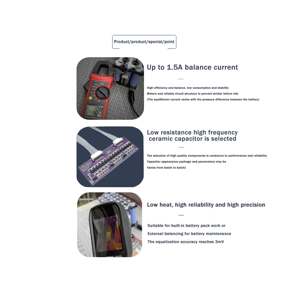 

14S 1.5A LiFePO4 Ternary - Battery Pack High Current Energy Transfer Active Equalization Compatible with 13S 1.5A