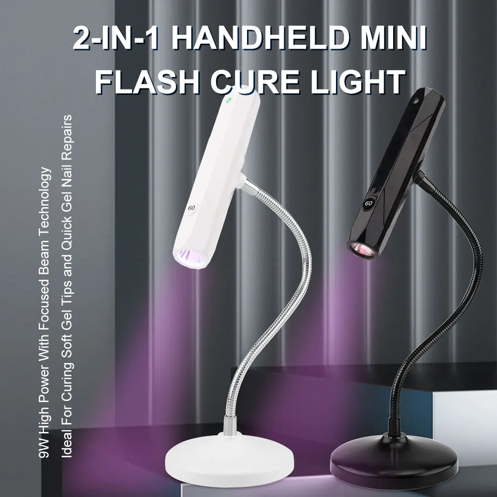 

2-IN-1 Type-C USB Cordless 9w LED Nail Lamp 60s UV Flash Cure LED Nail Lamp Red Light Portable Handheld Mini Drying Gel