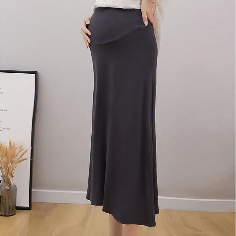Maternity High Waist Belly Skirts Pregnant Women Empired Belly Skirts Mid-Calf Office Long Straight Skirt Maternity Skirt
