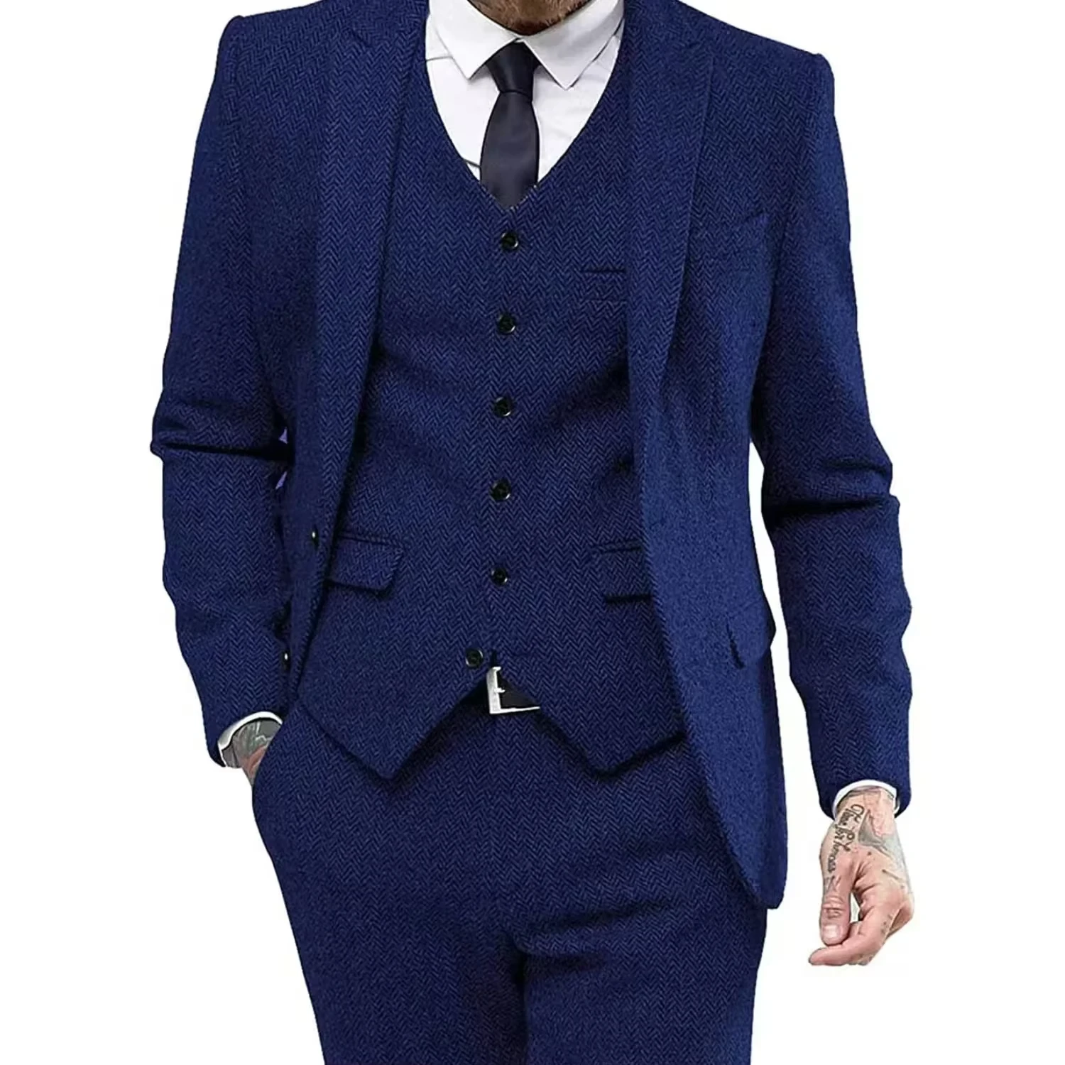 Blazer For Men Designs Brown Tweed Suit Men Vintage Winter Formal Wedding Suits For Men Men's Classic Suit 3 Pieces Men Suit - 6