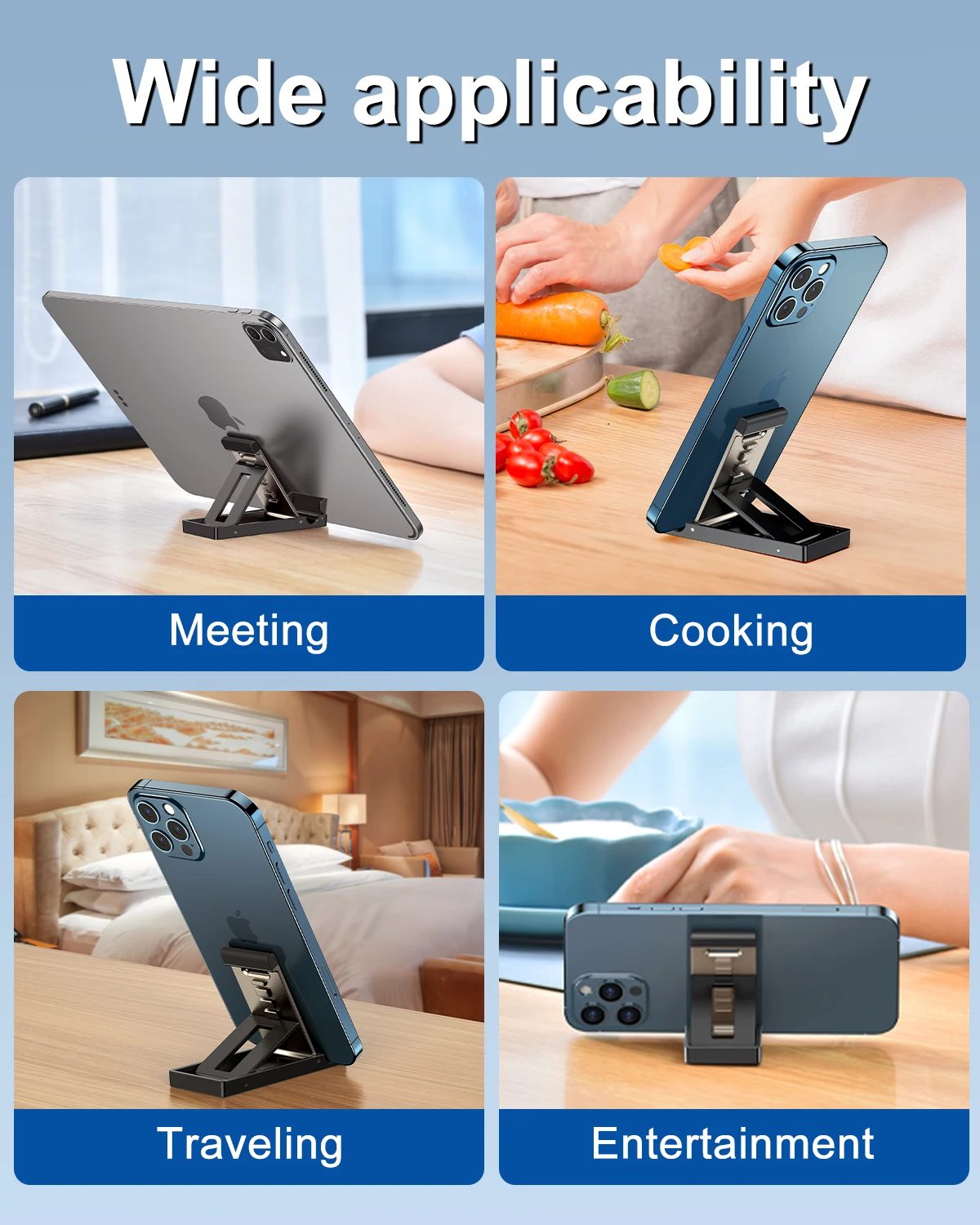 Eary Foldable Phone Stand for Desk Portable Phone Holder Multi-Angle Adjustable Compatible with Tablet iPad Mini iPhone Samsung