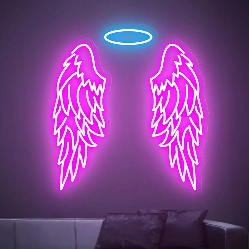 Angle Wings Neon Sign for Home Bar Pub Wall Decor Led Neon Light Wedding Party Bedroom Decoration Custom Handmade Neon Signs