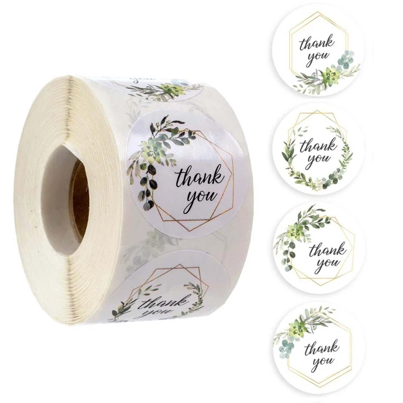 Thank You Stickers 500pcs/roll Plants Decals DIY Craft Project Adhesive Supplies