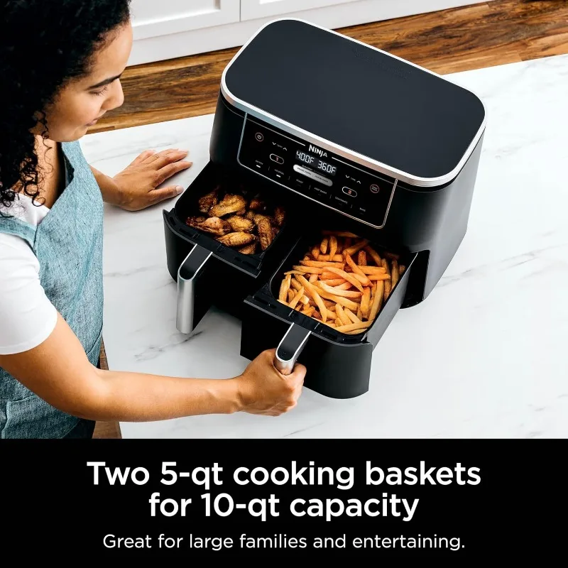 Ninja Air Fryer, Roast, Bake, Crisps, Broil, Reheats, Keep Warm, 10-in-1, Fries, Frozen Food, Veggies, Meat, 10 QT, Black, DZ302 5