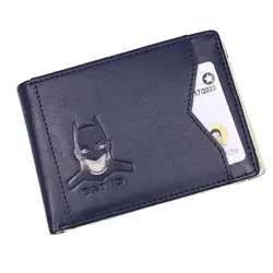 Leather Bat - Themed Slim Bifold Wallet for Men - Superhero Mask Design Gift (Blue)