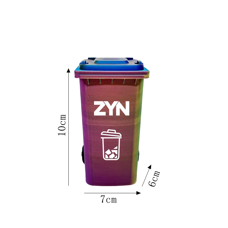 Mini Zyn Bin Schreibtisch-Mülleimer Stifthalter mit Deckel und Rollen für 3D-gedruckte Kunststoff-Desktop-Aufbewahrungsorganizer für Zuhause und Büro – Detail 1