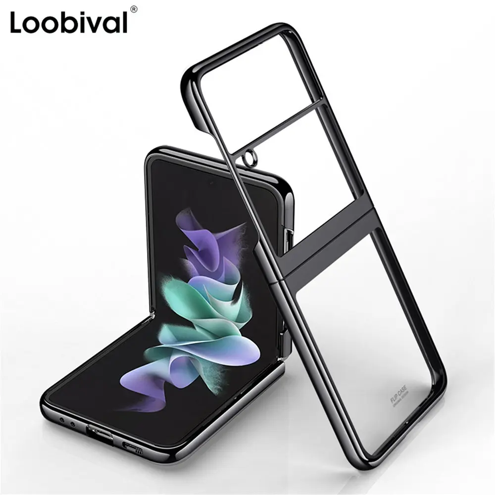 

Luxury Electroplating Clear Acrylic Phone Case for Samsung Z Flip3 ZFlip 4 Z Flip 4 3 Matte Border Cover for Galaxy Z Flip 4 3