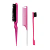 3pcs Hair Styling Comb Set Teasing Hair Brush Triple Teasing Comb Rat Tail Combs Edge Brush Hair Tail Tools Braid Tool Loop 1