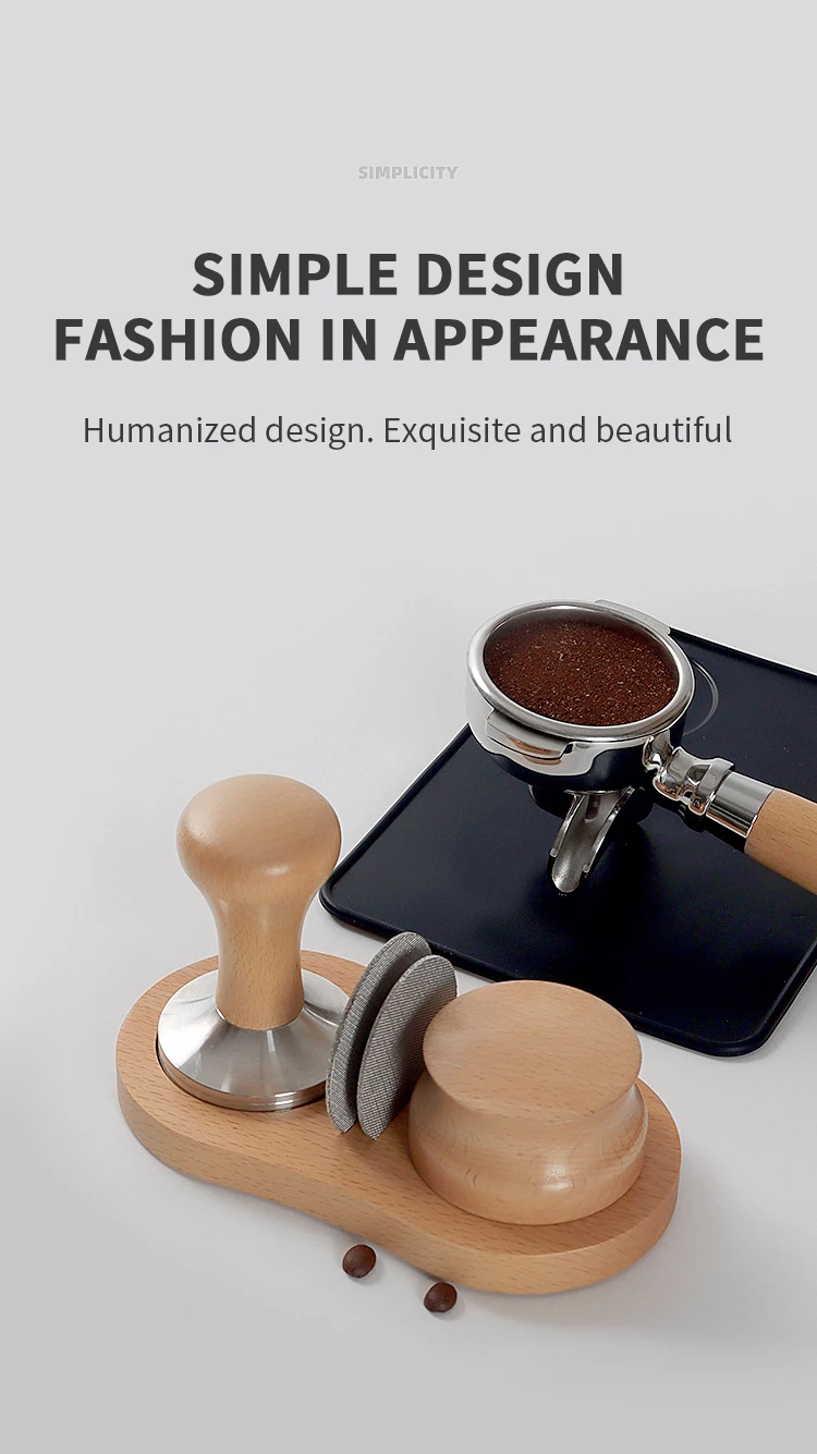 Espresso Stampfer Stand Puck Bildschirm halter für 51mm 53mm 58m Verteiler Station Manipulation matte Walnuss Buche Holz Barista Zubehör – Detail 7