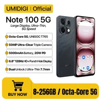 [Мировая премьера]UMIDIGI Note 100 5G Android 14 смартфон 5G 6.8"120Hz HD+ 50MP Triple Camera 8GB 256GB/6GB 128GB 20W телефоны 1