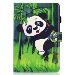 Premium Kids Protective Case for Galaxy Tab A8 2021 - Magnetic Wallet TPU Cover with Fun Print Design, 10.5 Inch (Bamboo panda)